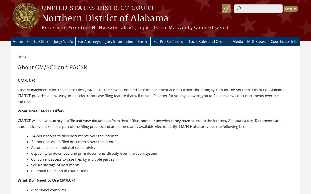 Belk court docket Northern District federal case access