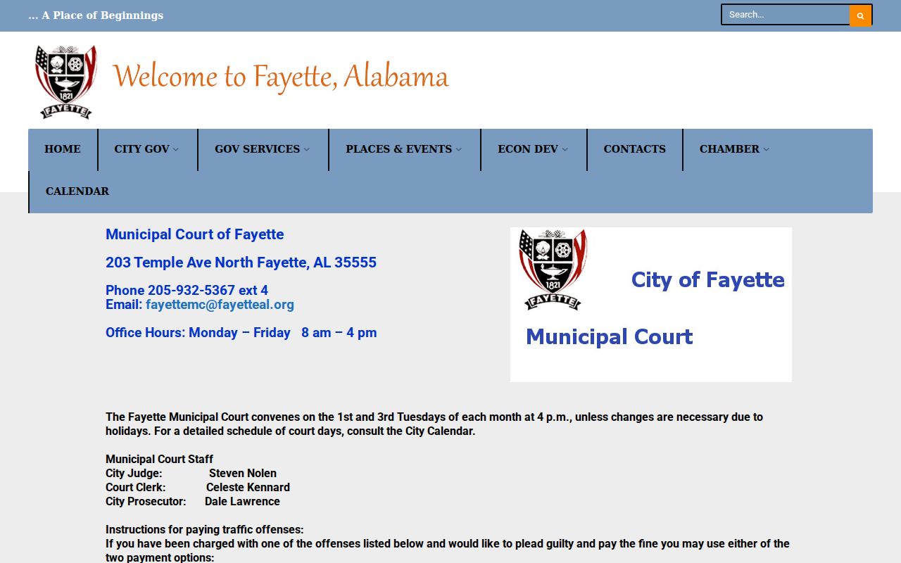 Fayette court docket Municipal Court information
