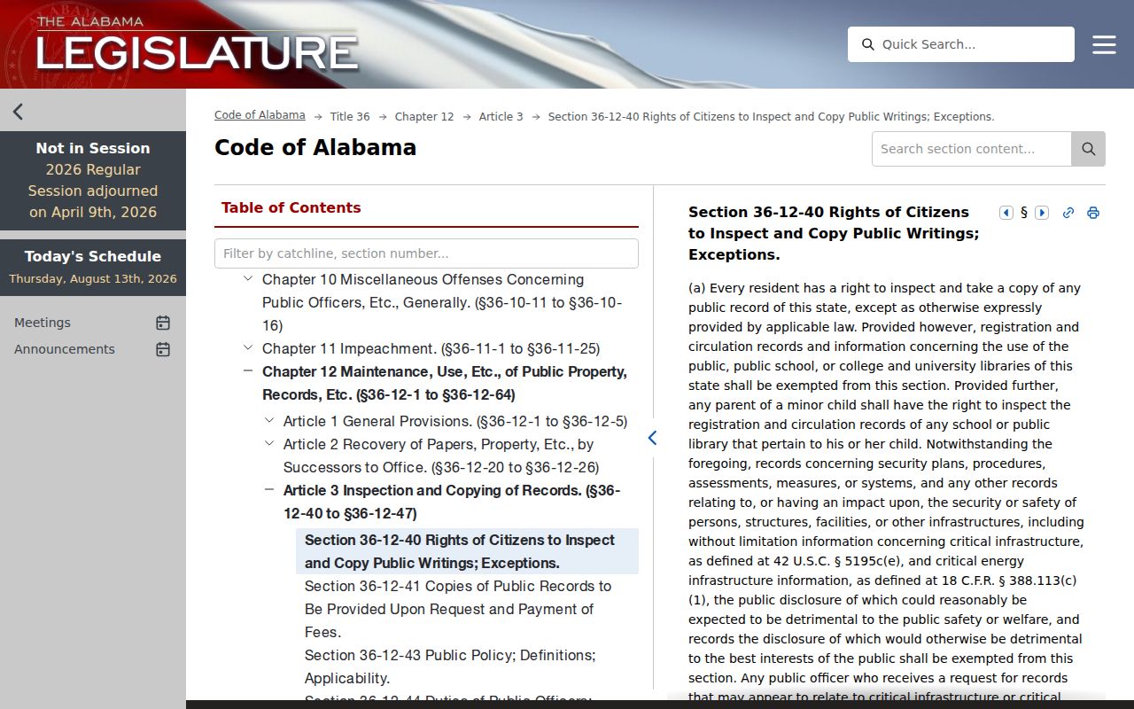 Fayette County court records and Alabama public writing inspection law